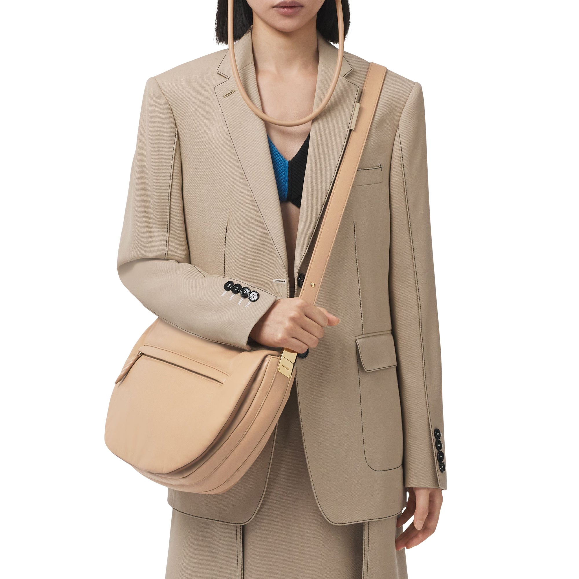 COOL BEIGE Sac Olympia extra-large en cuir d'agneau plongé