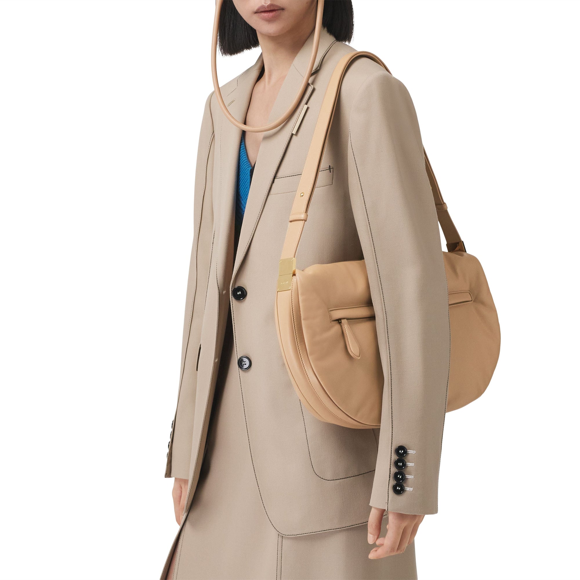 COOL BEIGE Sac Olympia extra-large en cuir d'agneau plongé