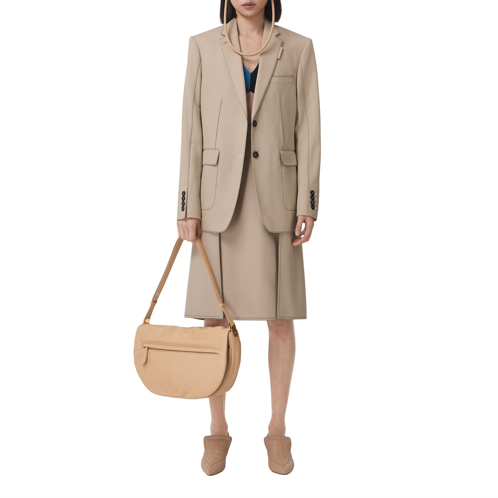 COOL BEIGE Sac Olympia extra-large en cuir d'agneau plongé
