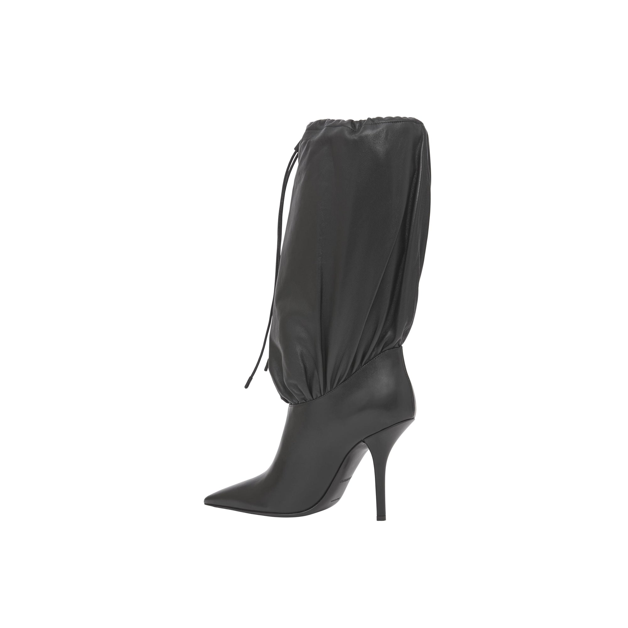 BLACK Bottes à cordon de serrage en cuir et cuir d'agneau plongé