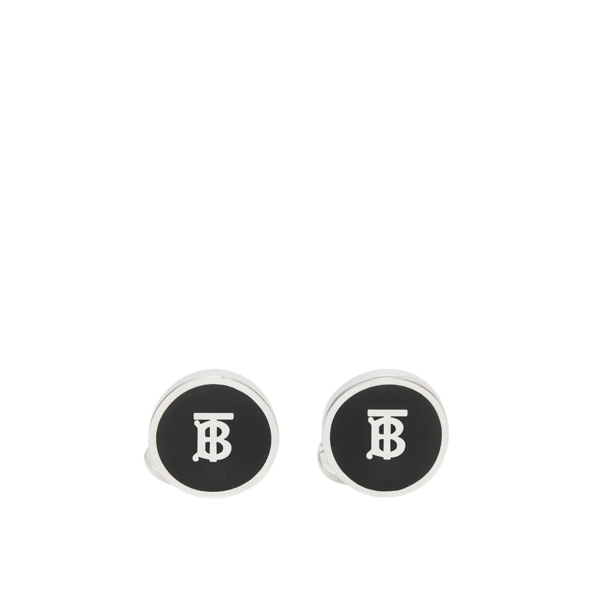 PALLADIO/BLACK Boutons de manchette plaqués palladium Monogram