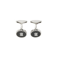 PALLADIO/BLACK Boutons de manchette plaqués palladium Monogram