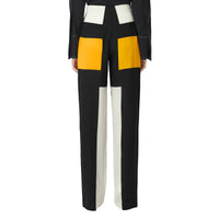 DEEP SAFFRON IP PAT Pantalon ample en soie color-block