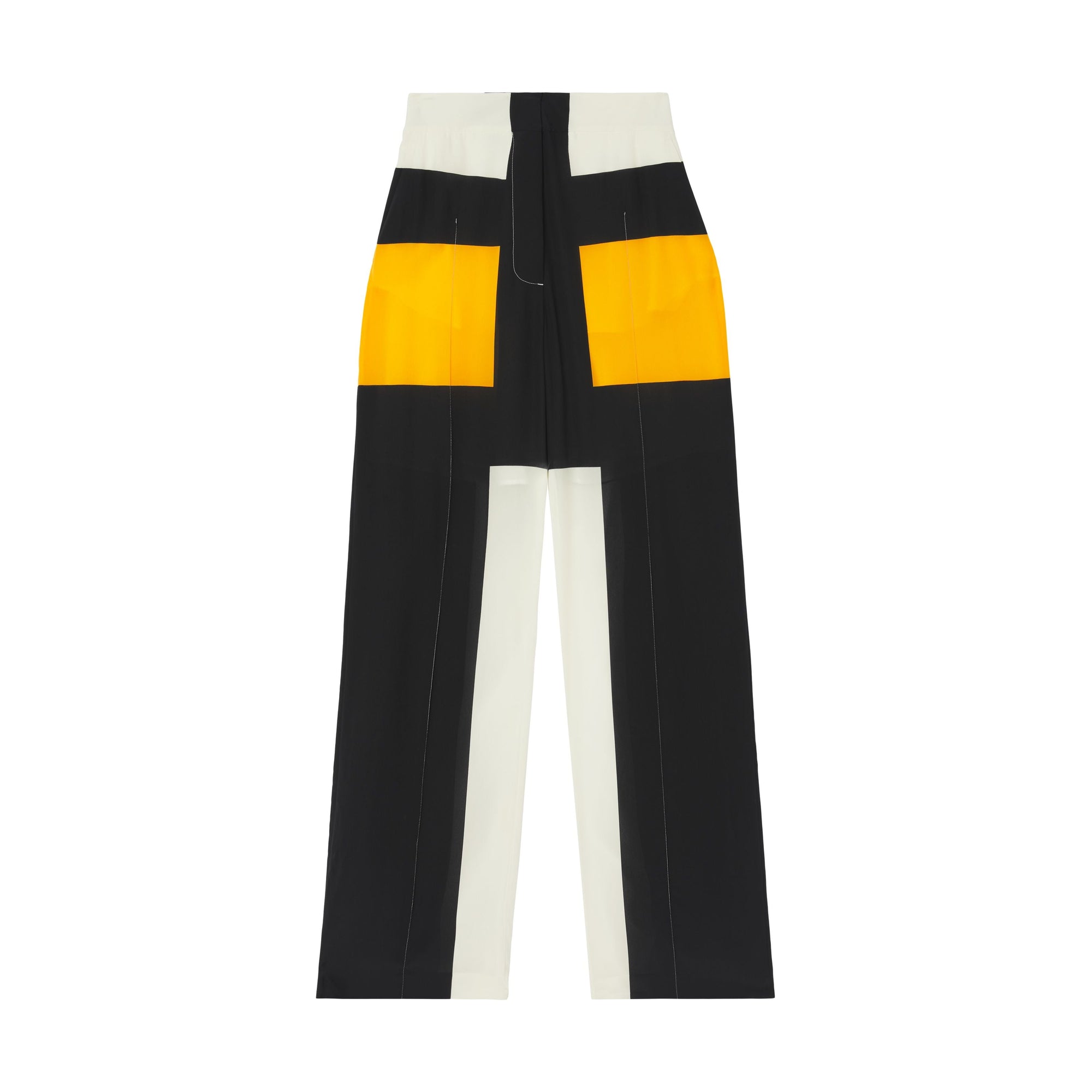 DEEP SAFFRON IP PAT Pantalon ample en soie color-block