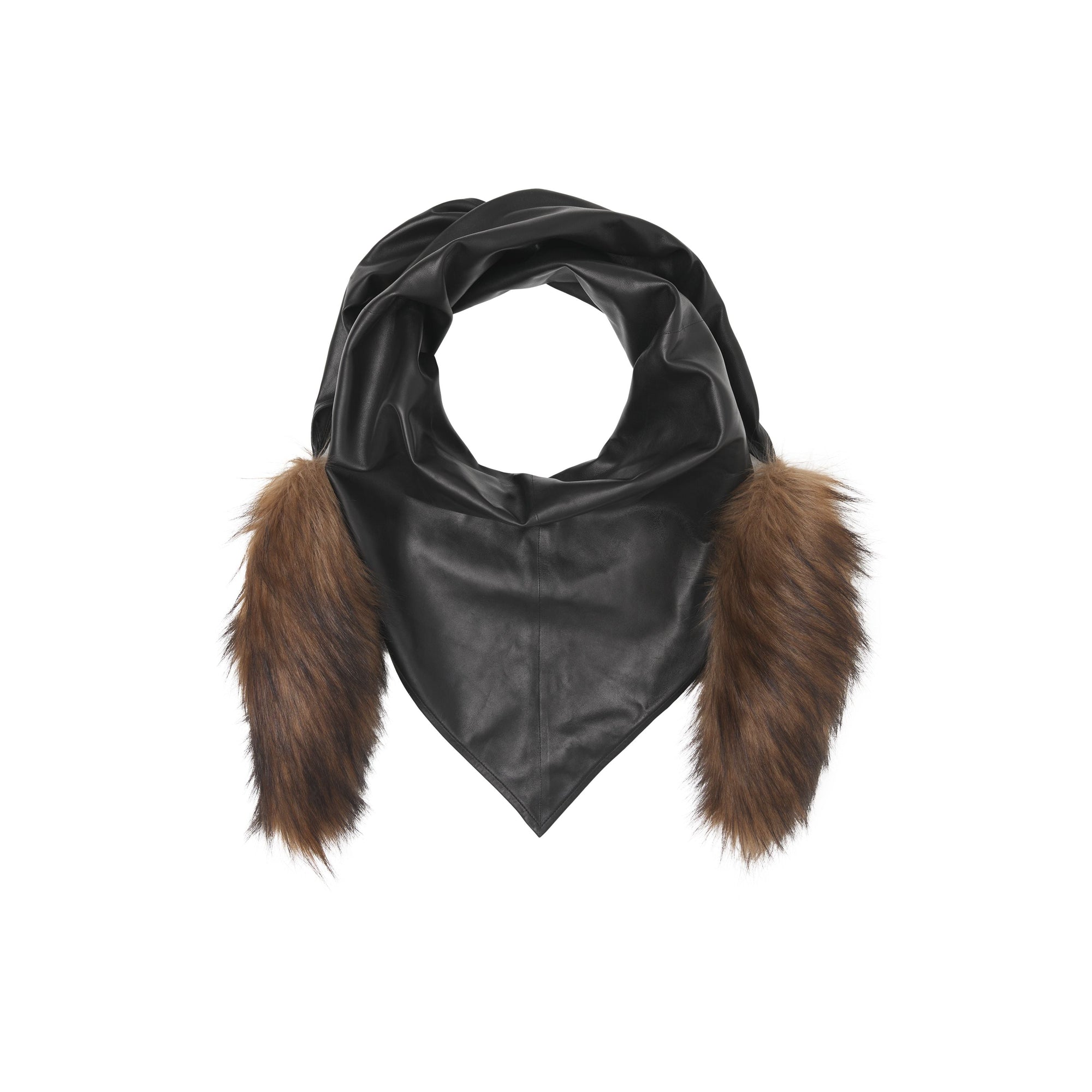 BLACK Bandana doublé de soie avec fausse fourrure