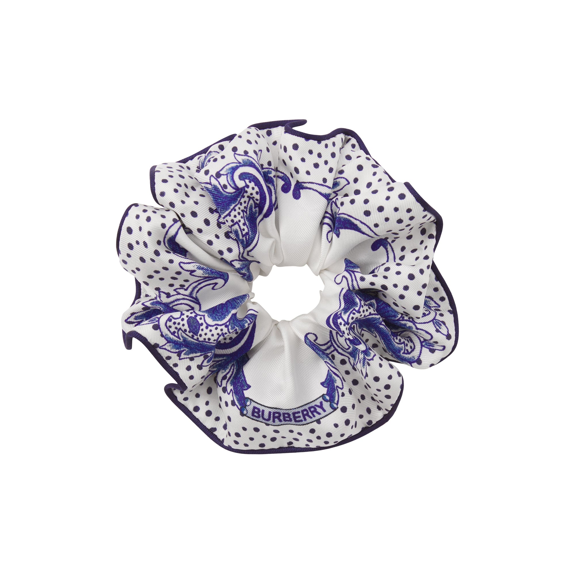 PALE INDIGO Chouchou en soie à imprimé céramique