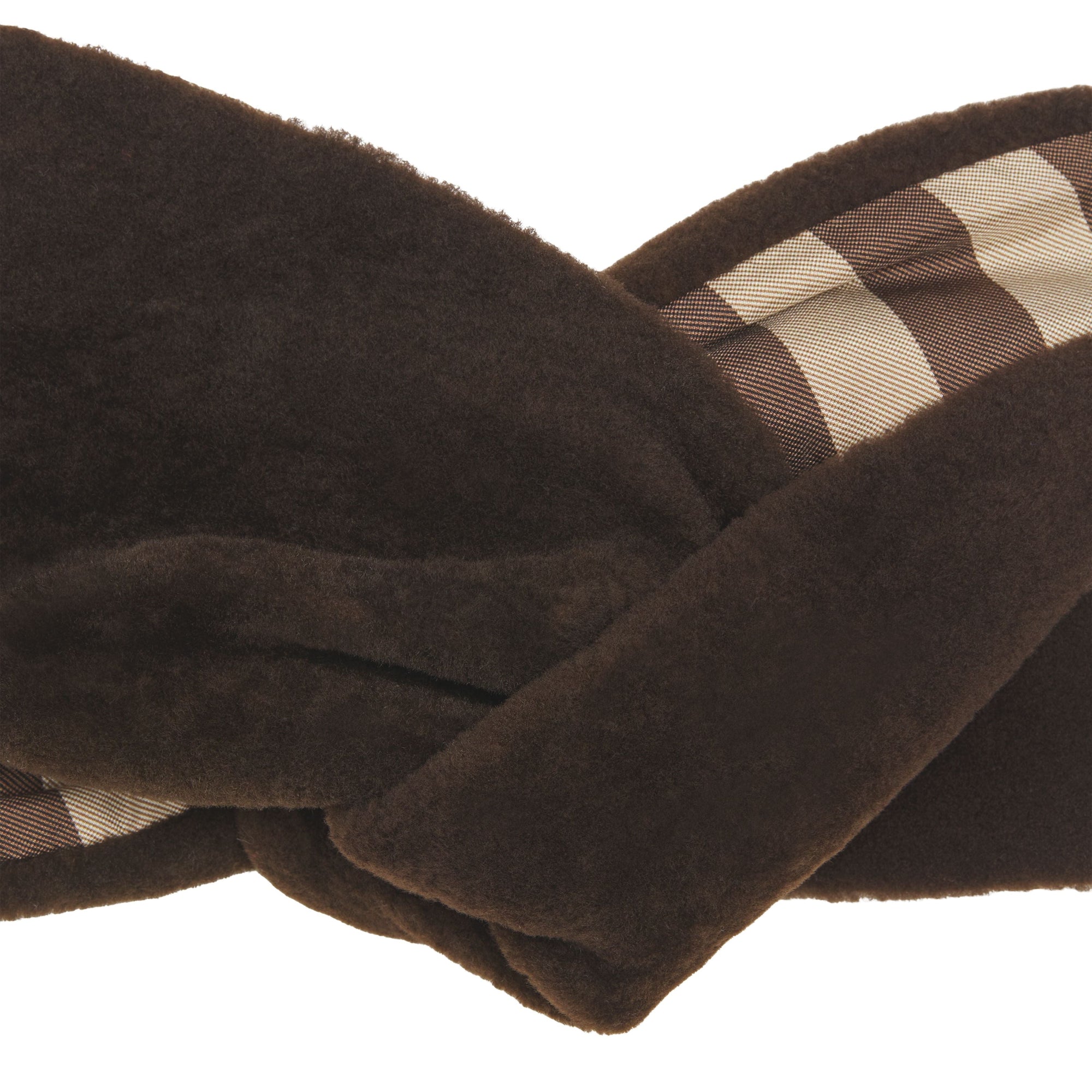 EBONY BROWN Bandeau en shearling avec check