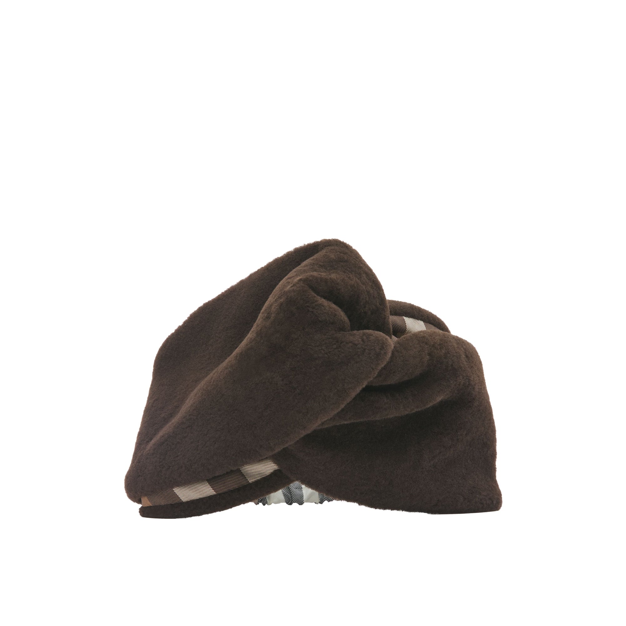 EBONY BROWN Bandeau en shearling avec check