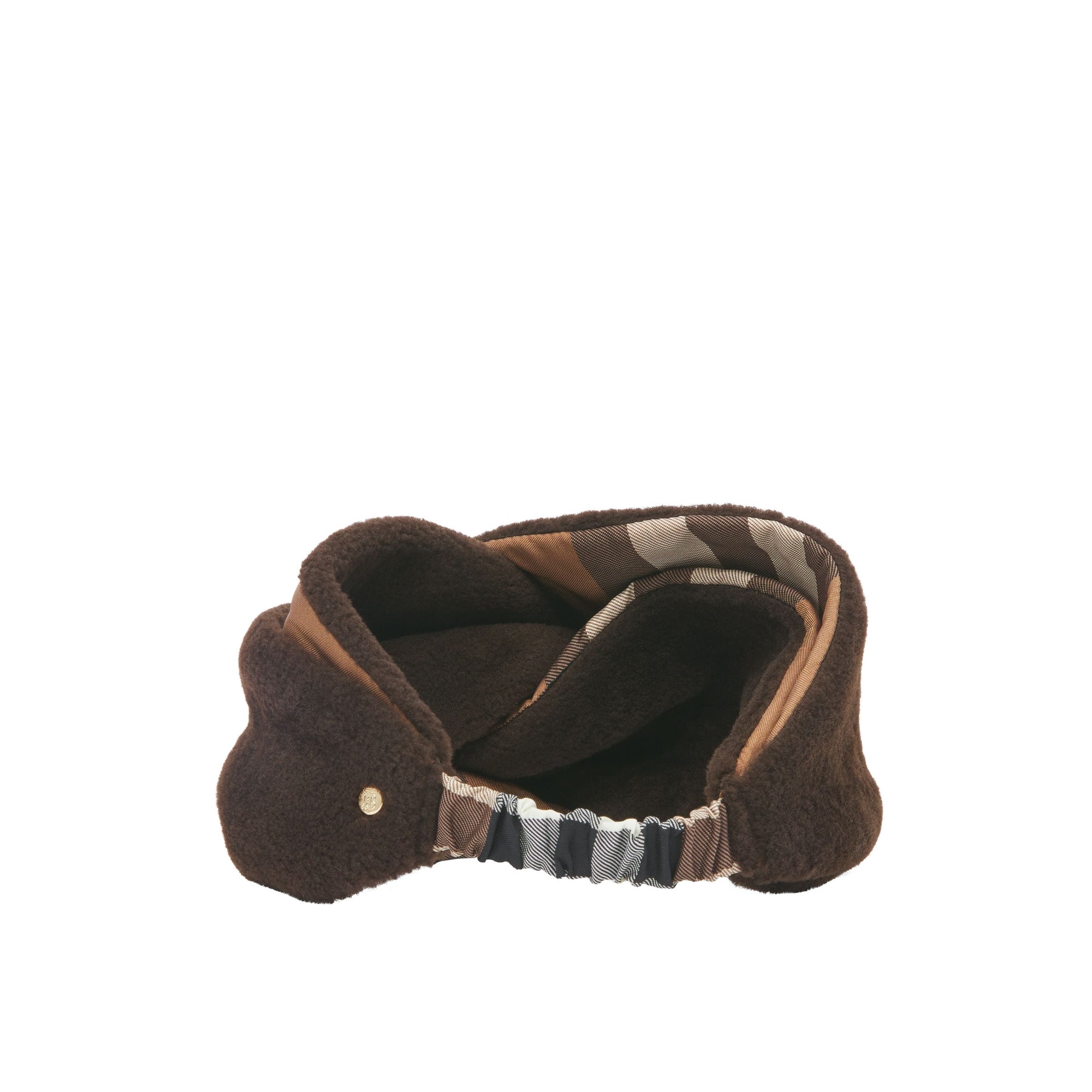 EBONY BROWN Bandeau en shearling avec check
