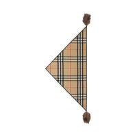 ARCHIVE BEIGE Bandana en cachemire check avec fausse fourrure