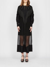 Robe mi-longue A.Ferretti jeu de tranprence en soie  - Noir