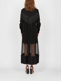 Robe mi-longue A.Ferretti jeu de tranprence en soie  - Noir