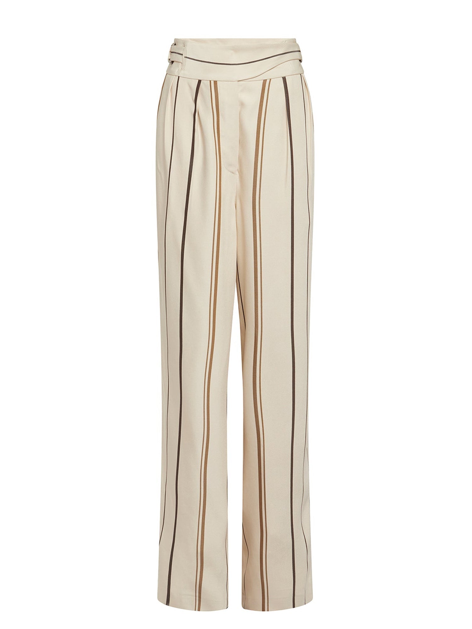 Pantalon A.Ferretti taille haute à rayures - Beige