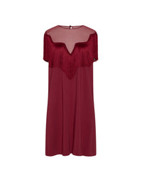 Robe A.Ferretti décolleté semi-transparent - Rouge