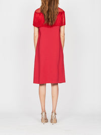 Robe A.Ferretti décolleté semi-transparent - Rouge