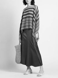 Poncho Missoni en laine - Multicolore Noir & Blanc