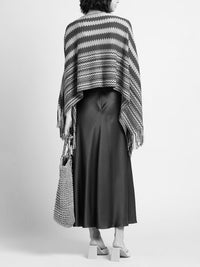 Poncho Missoni en laine - Multicolore Noir & Blanc