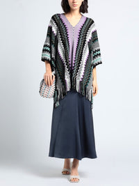 Poncho long Missoni en laine - Multicolore