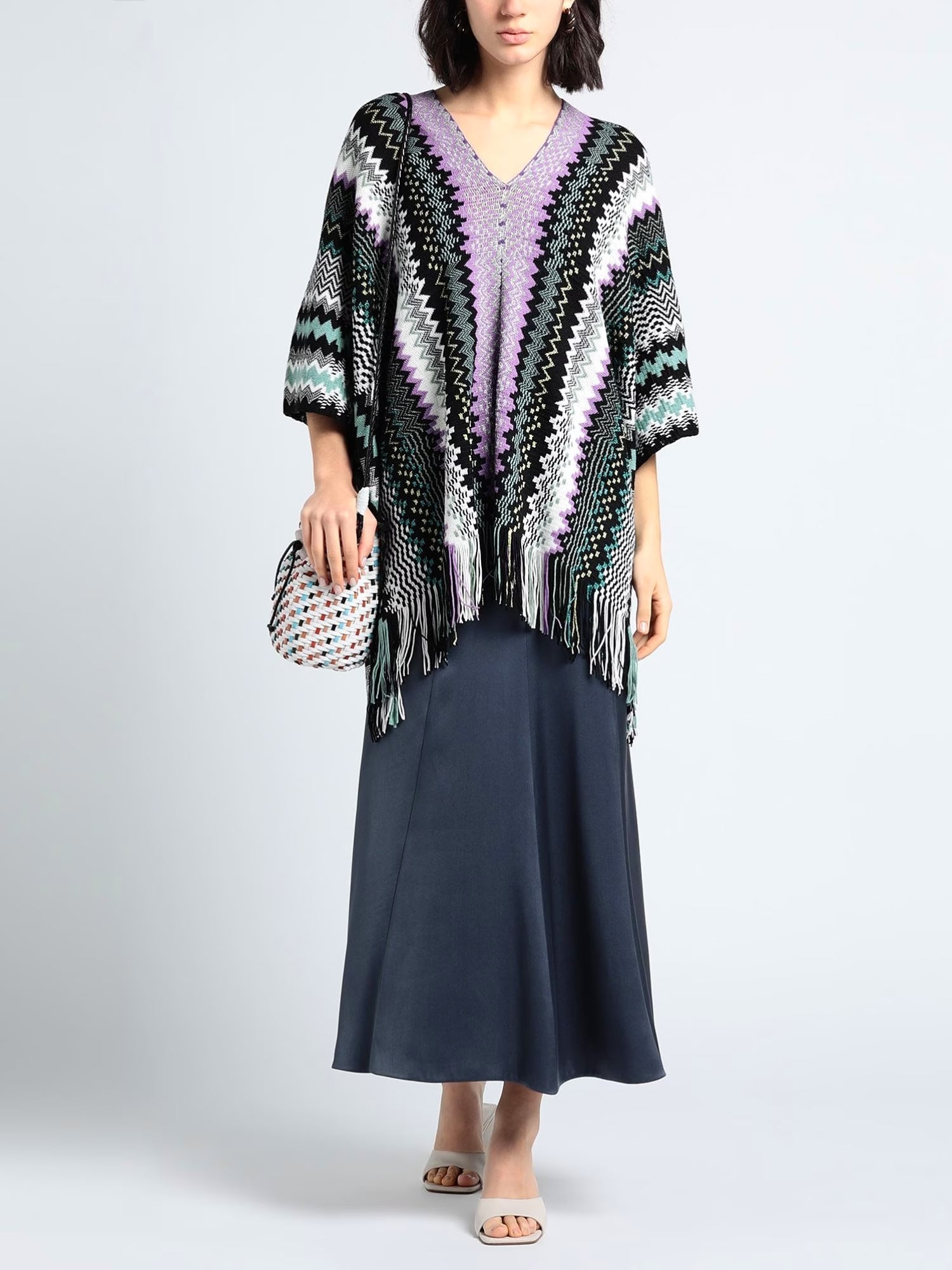 Poncho long Missoni en laine - Multicolore