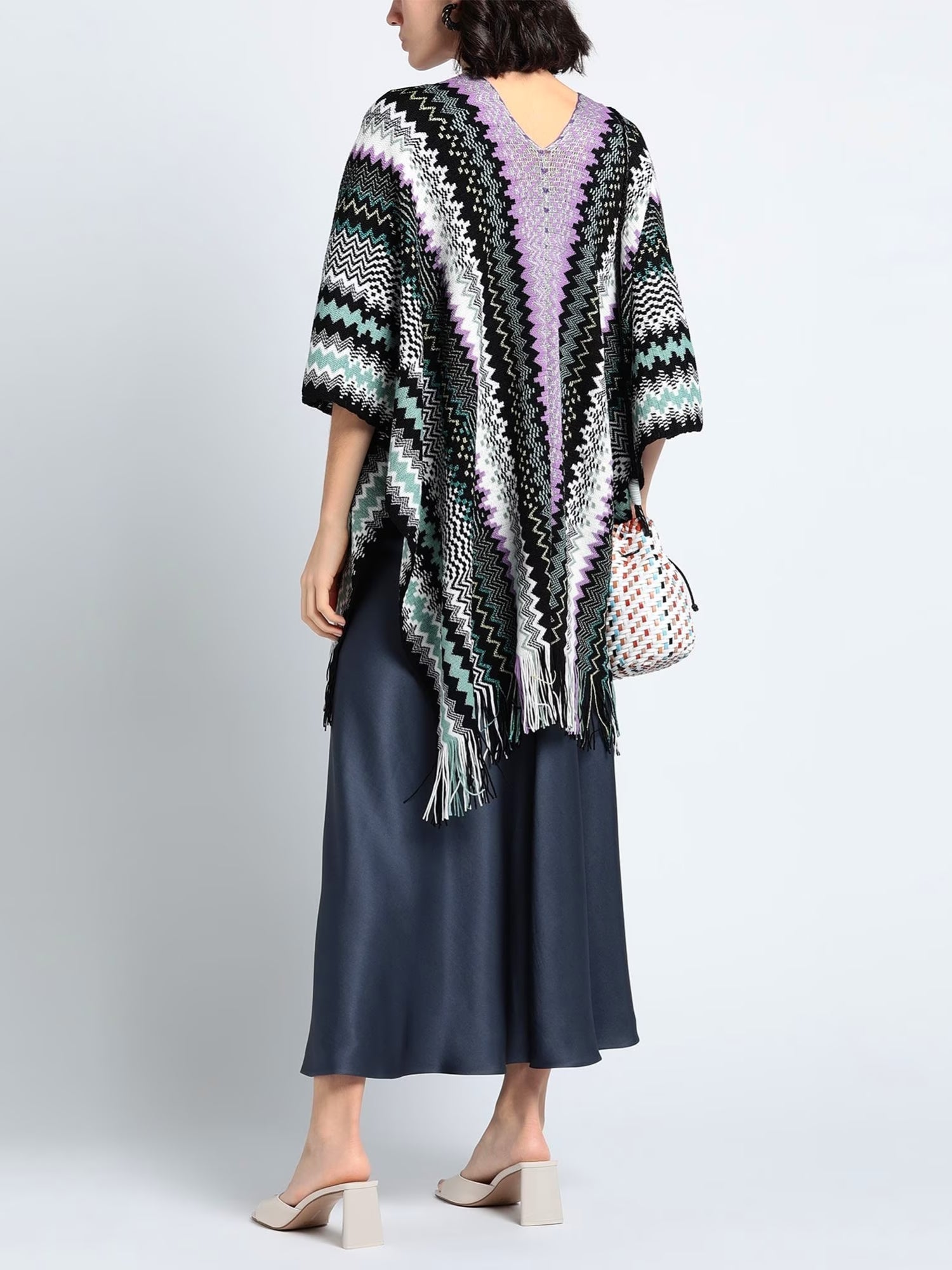 Poncho long Missoni en laine - Multicolore