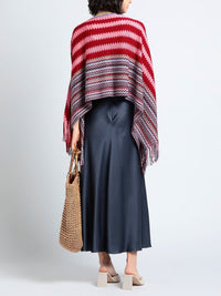 Poncho Missoni en laine - Rose & Rouge
