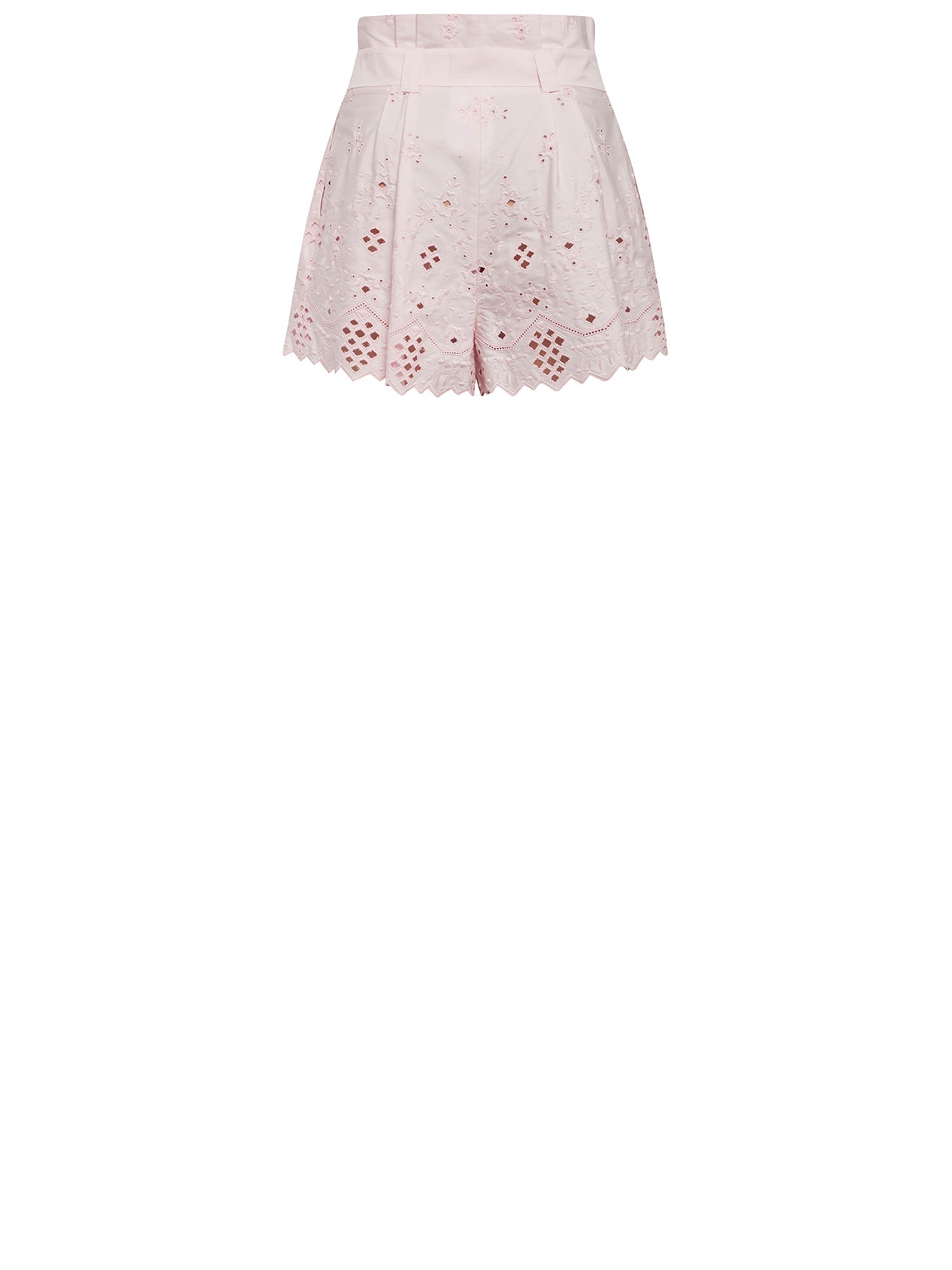 Short ceinturé à perforations - Rose