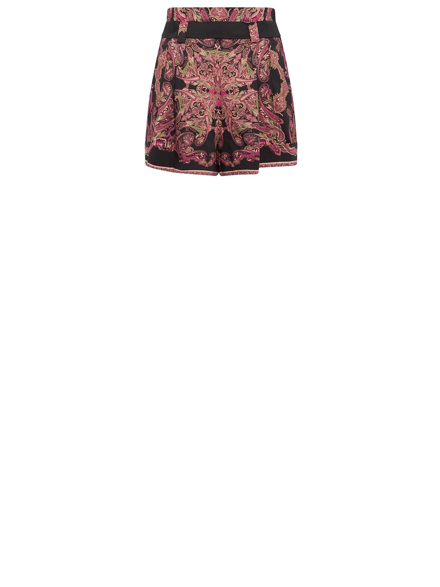 Short ceinturé A.Ferretti à imprimé arabesque - Noir & Rose