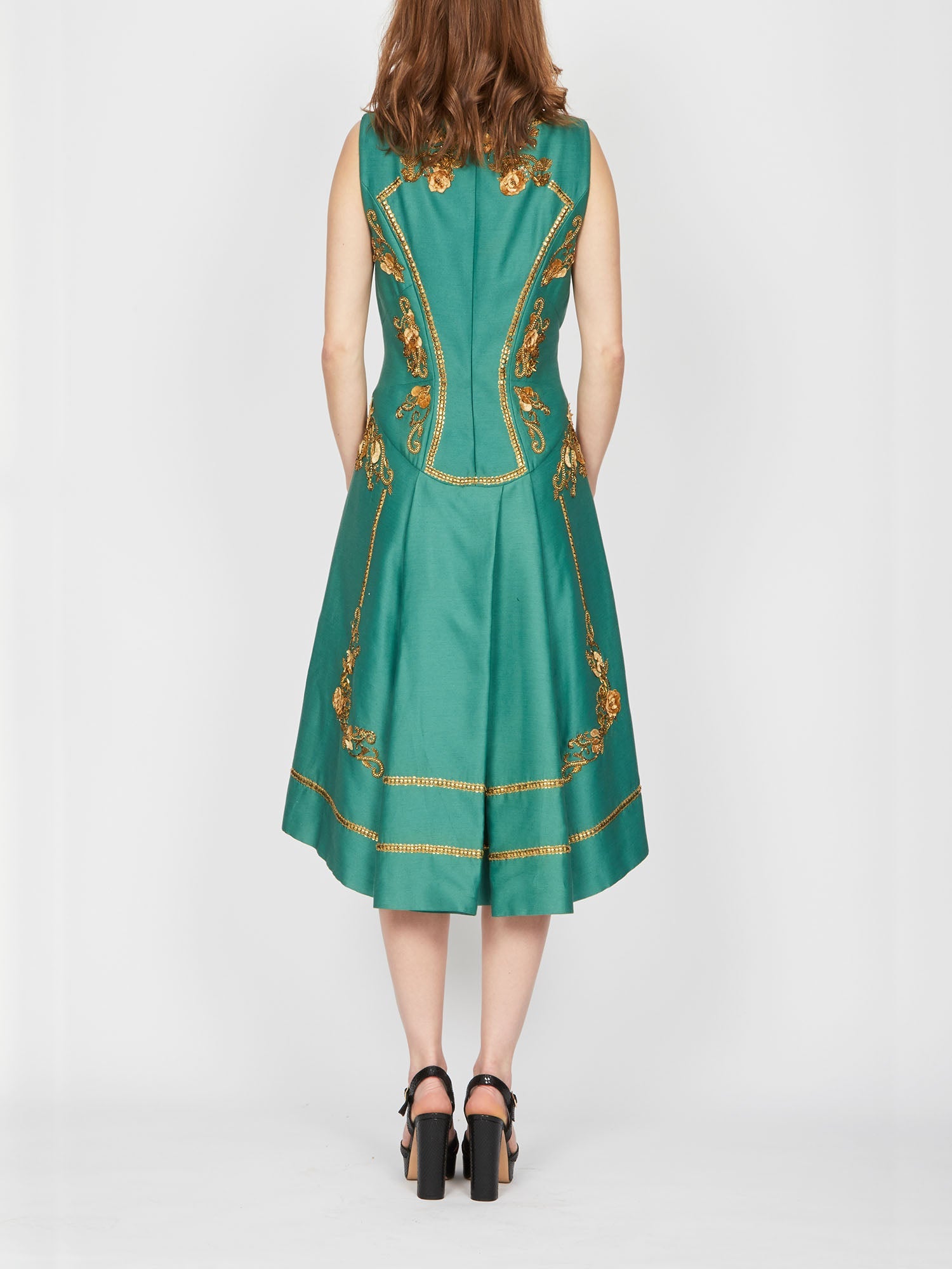 Robe courte A.Ferretti détails brodés - Vert
