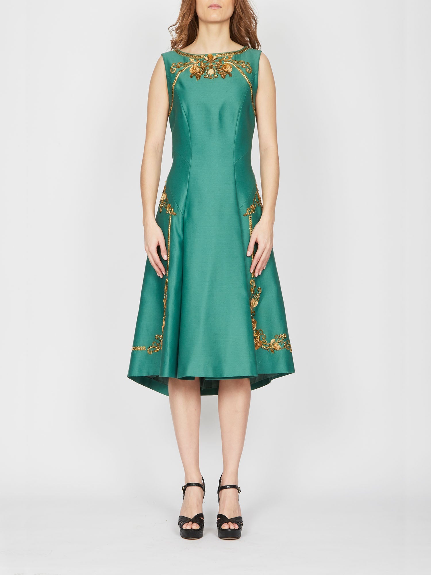 Robe courte A.Ferretti détails brodés - Vert