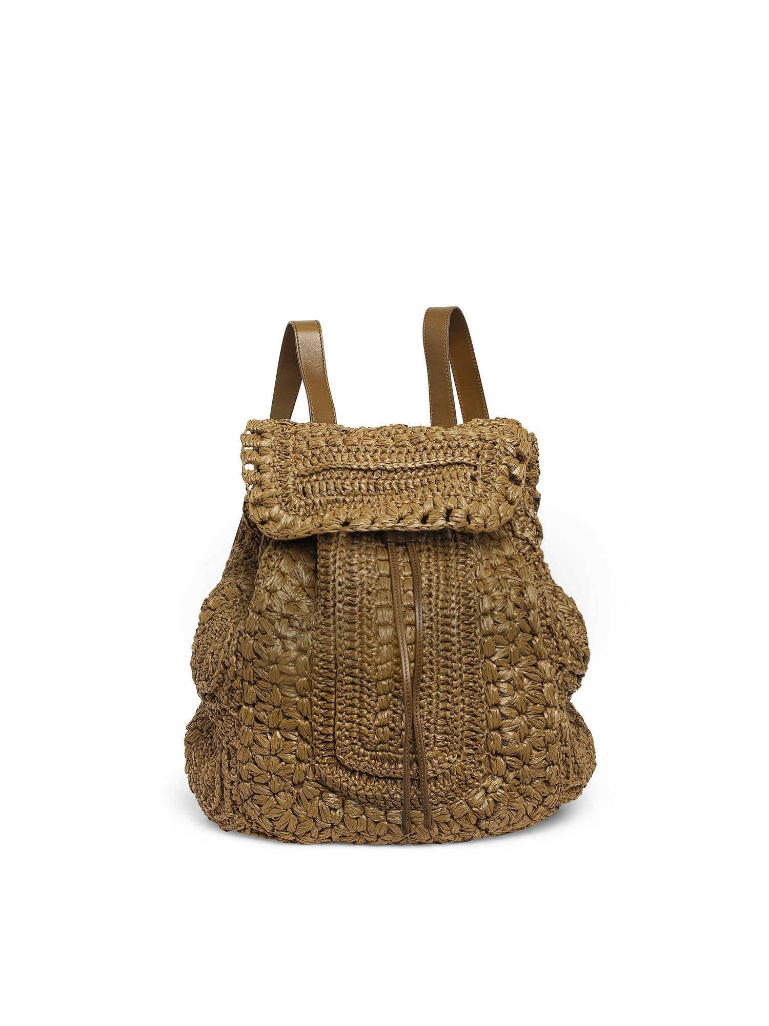 Sac à dos A.Ferretti en raphia - Kaki