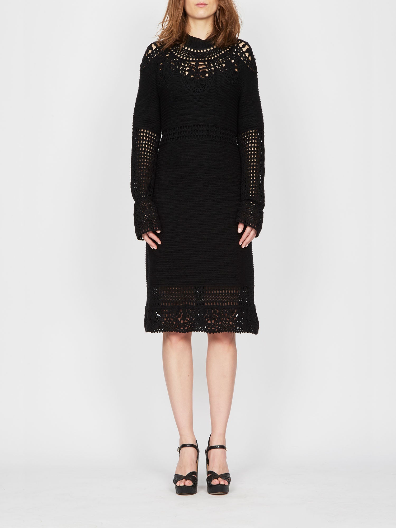 Robe courte A.Ferretti détails en macramé - Noir