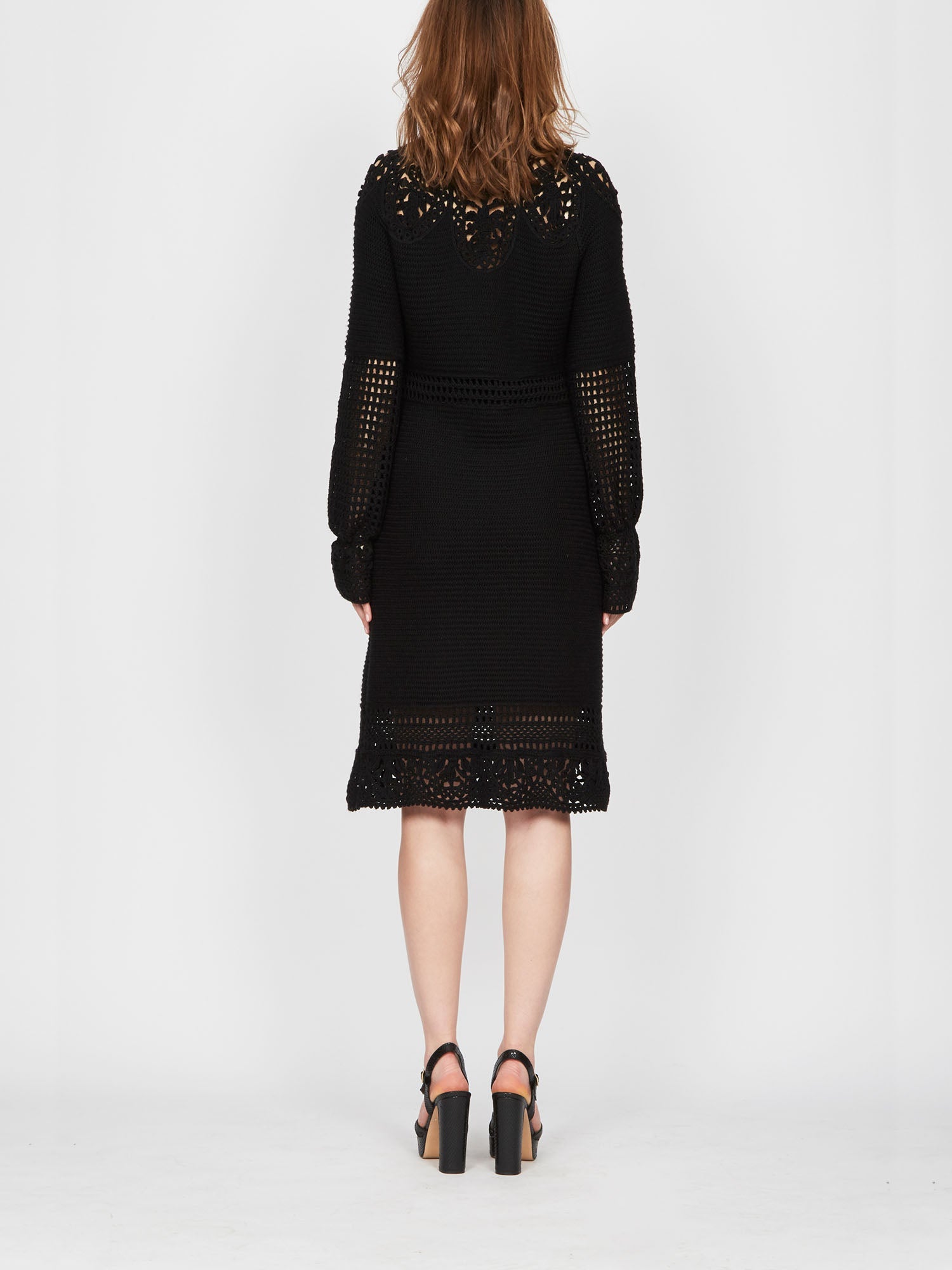 Robe courte A.Ferretti détails en macramé - Noir