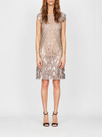 Robe courte A.Ferretti épaulettes en sequins - Gris