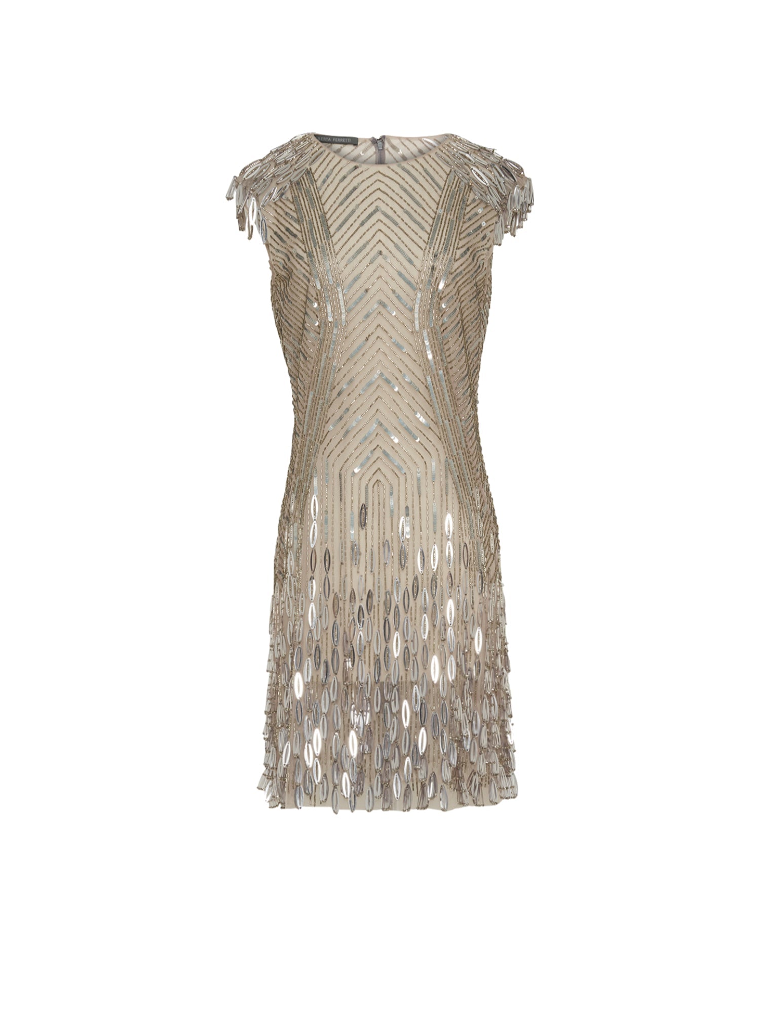 Robe courte A.Ferretti épaulettes en sequins - Gris