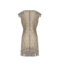 Robe courte A.Ferretti épaulettes en sequins - Gris