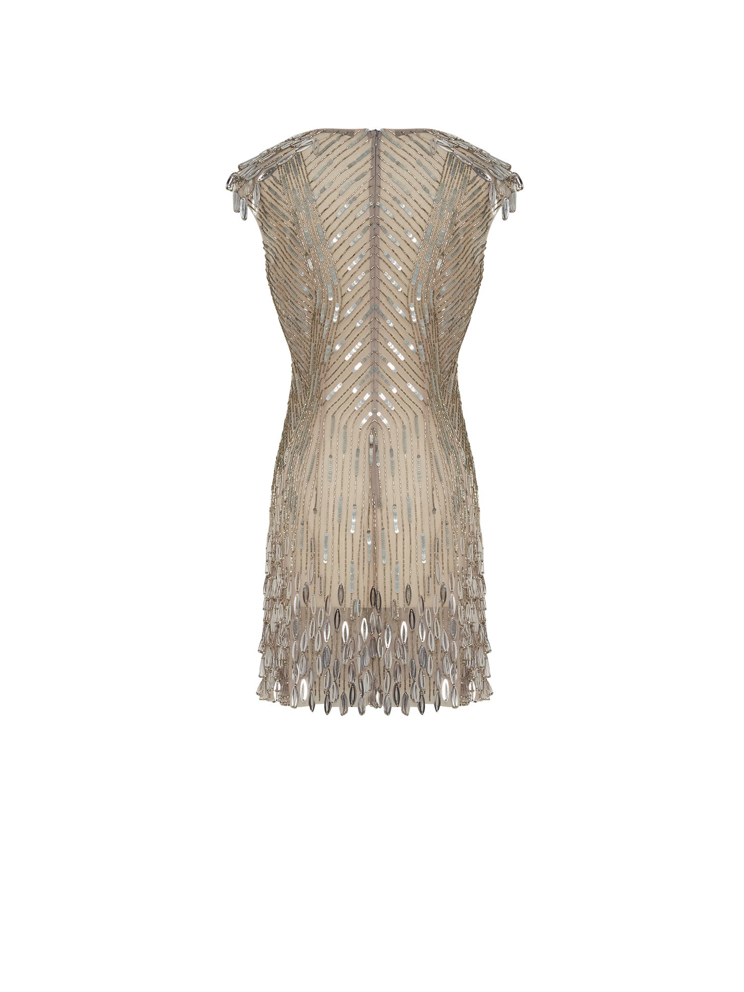 Robe courte A.Ferretti épaulettes en sequins - Gris