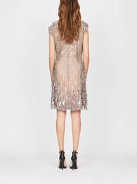 Robe courte A.Ferretti épaulettes en sequins - Gris