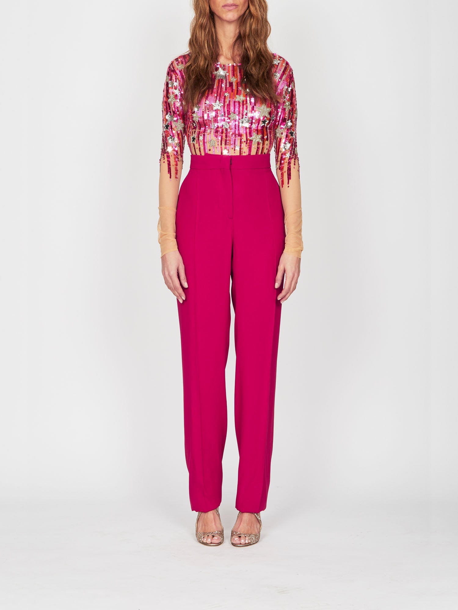 Body E.Franchi brodé avec sequins - Rose
