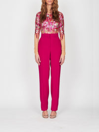 Pantalon tailleur A.Ferretti en laine - Rouge