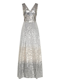 Robe longue A.Ferretti bustier à sequins en soie - Argent