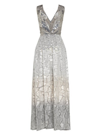 Robe longue A.Ferretti bustier à sequins en soie - Argent
