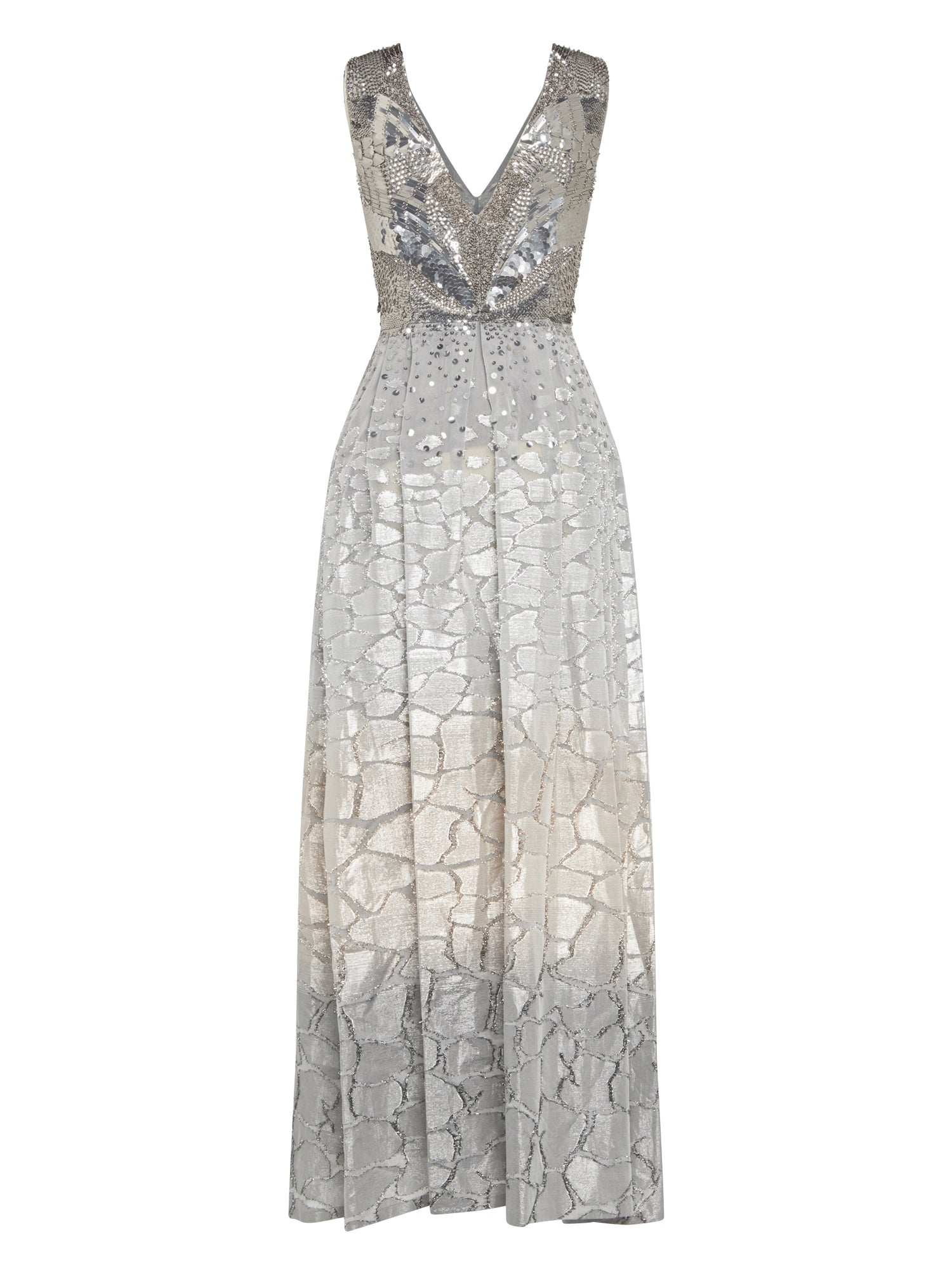Robe longue A.Ferretti bustier à sequins en soie - Argent