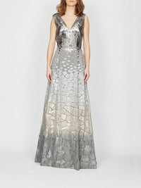 Robe longue A.Ferretti bustier à sequins en soie - Argent