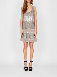 Robe courte A.Ferretti brodé en soie  - Gris