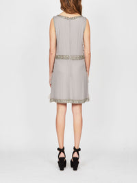 Robe courte A.Ferretti brodé en soie  - Gris