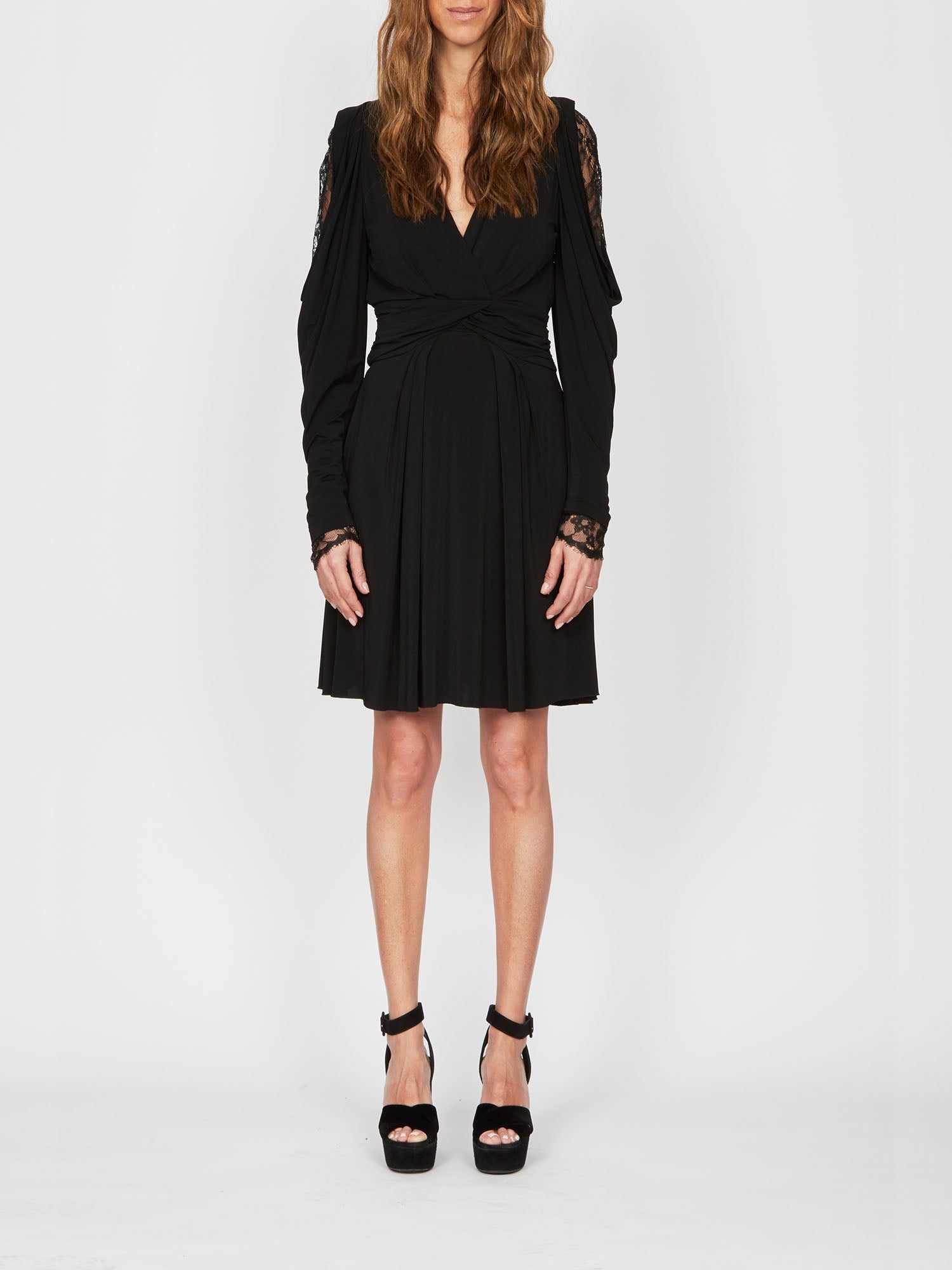 Robe courte A.Ferretti détail dentelle - Noir