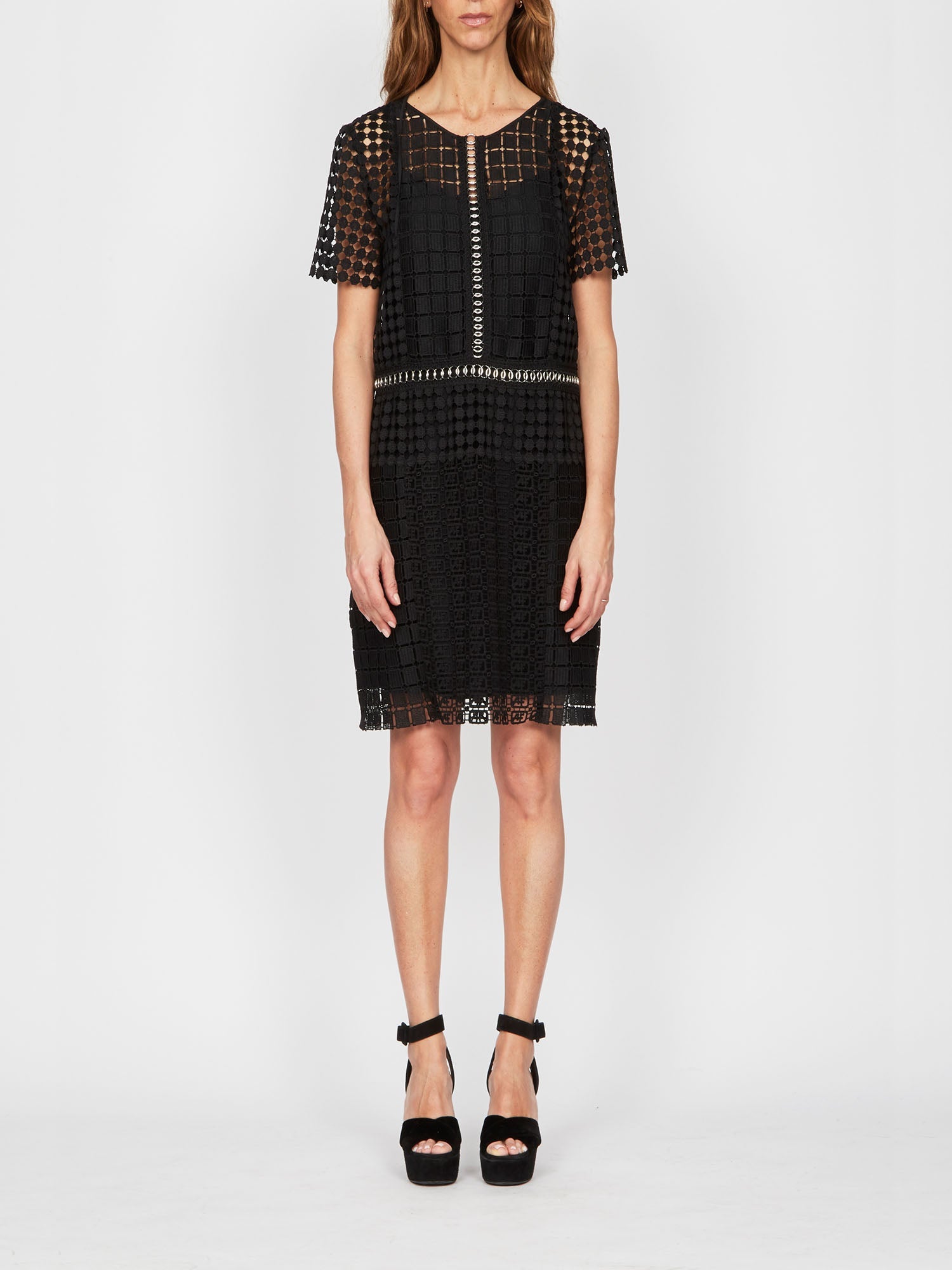Robe courte A.Ferretti en macramé - Noir
