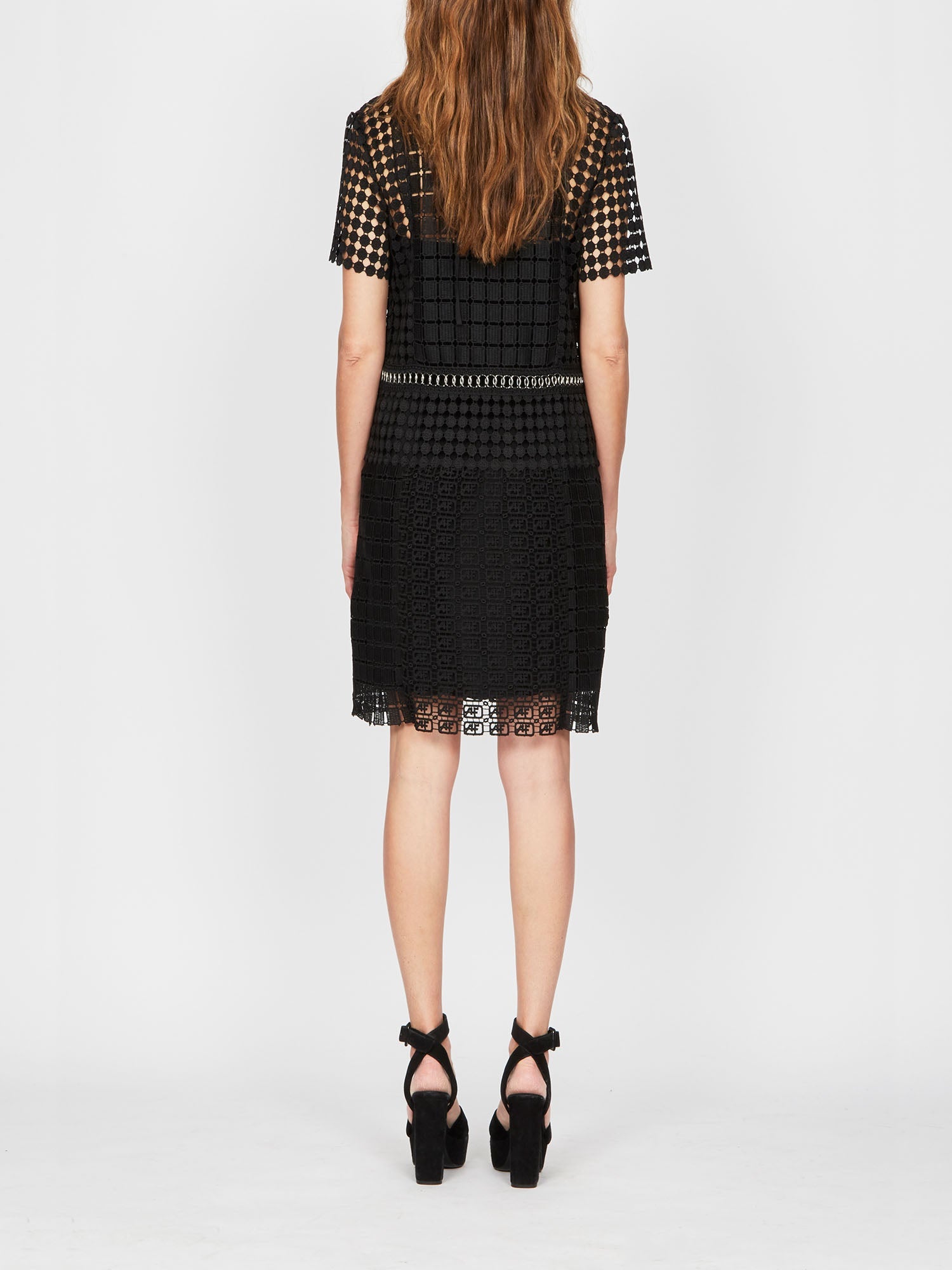 Robe courte A.Ferretti en macramé - Noir