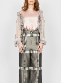 Chemise A.Ferretti manches volantées en soie  - Rose