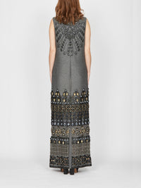 Robe mi-longue A.Ferretti détails à strass - Noir